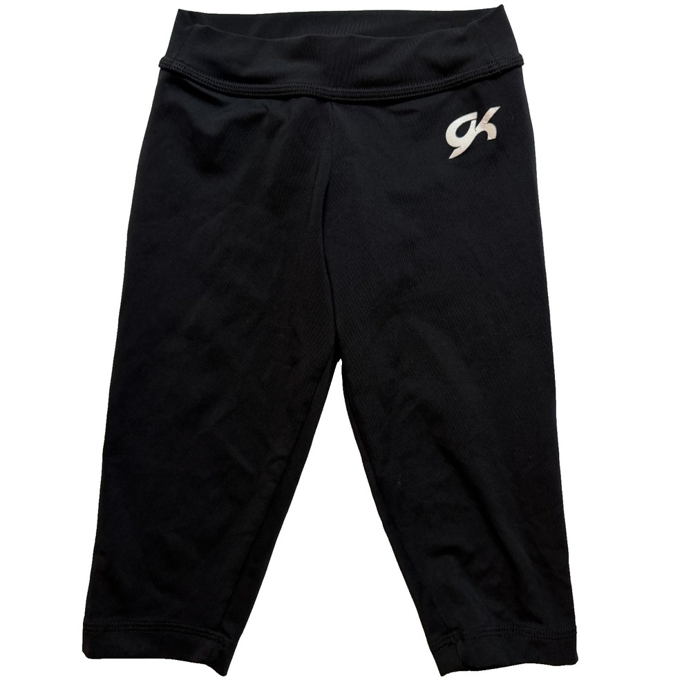 GK Child Large Black Capri Leggings Gymnastics Cheer Stretch